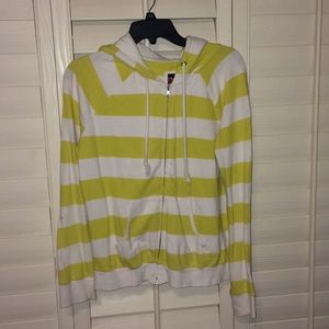 Striped White and Yellow Hoodie